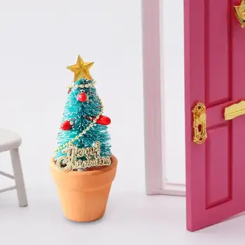 1/12 casă de Păpuși Decor de Crăciun Accesoriu Mini Pom de Crăciun în Ghiveci de BRICOLAJ DIY Meșteșug Zână Grădină Toyhouse Miniatură Modelul Scena