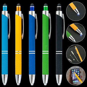 1 BUC 3-În-1 de Design de Moda New Sosire Lumina LED-uri de Metal Pix Oameni de Afaceri Scris de Telefon Touch Pen pentru Studenți