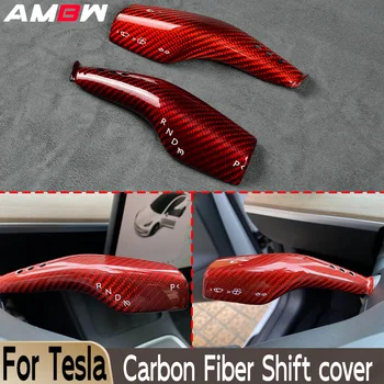 1 Pereche de Fibra de Carbon Pentru Tesla Model 3 Y Volan Whift Capacul de Protecție Coloana Masina de Butonul de Schimbare de Decor Capac accesorii Auto