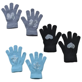1 Pereche de Iarna Full Deget Mănuși cu un Deget Tricotate 4-12Y Băieți Fete Mănuși Groase