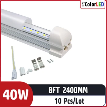 10buc/lot 8ft 2400mm 40w AC85-265V intrare Led lampă Fluorescentă Pentru Acasă de Iluminat T8 tub cu led-uri integrate