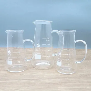 1buc 125/250/500ml Sticlă Borosilicată Mare Conic pahar cu maner,Laborator Triunghiular ceașcă de măsurare,lapte cana cu scară