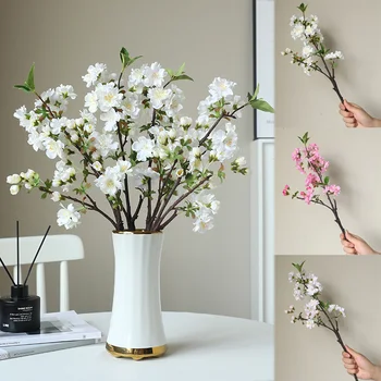 1buc Artificiale Flori de Cires Ramură de Simulare de Plastic, Pânză de Mătase Cherry Fals Plante Pentru Petrecerea de Nunta Acasă Vaza Decor