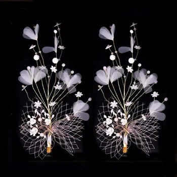 1pair coreean Zână Plasă de Flori Clip de Păr Agrafe de par Pearl Stras Nunta Mireasa Accesorii de Par pentru Femei Frizură