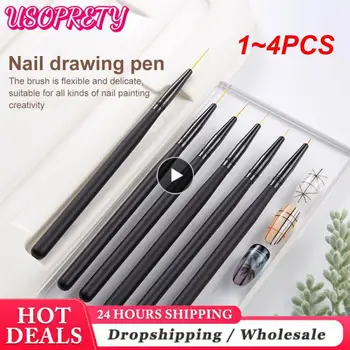 1~4BUC Liniile Subtiri de Nail Art Pensule UV Gel de unghii Pictura pe Unghii de Design Desen Detalii Mâner de Metal de Unghii, creioane Instrumente