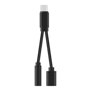 2 in 1 USB-C la 35 mm Audio Adaptor de Tip C Cablu de 35 mm Audio Jack pentru Căști, Adaptor Convertor