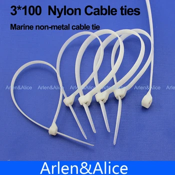 200pcs 3mm*100mm Nailon cablu, placă de oțel inoxidabil blocat pentru barca vas cu Marine non-metal cravată