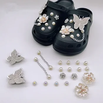 2023 Nou Fierbinte Drăguț Pantofi de Lux Accesorii Rhinestone Bling Croc Farmece Lanț de Metal Decoratiuni Flori Diy accesorii Pantof