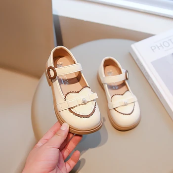 2023 Noua Printesa de Pantofi de Moda Pearl Dragoste Arc Drăguț Copii Pantofi de Piele pentru Copii Balerini Copii Încălțăminte Zapatos Niña Pantofi pentru Fete