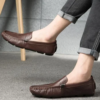 2023 Pantofi de Înaltă Calitate pentru Bărbați Aluneca pe Piele Barbati Pantofi Casual de Primavara si Toamna Solid Low-toc Munca de zi cu Zi de Afaceri de Pantofi