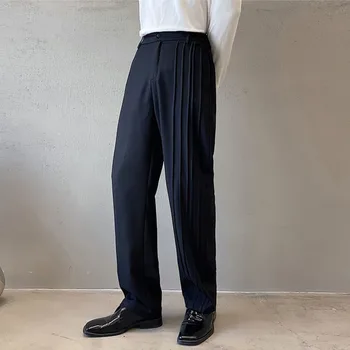 2023Trend Design Cutat Drept Bărbați Costum Casual Pantaloni de Moda de sex Masculin Japonia, coreeană Streetwear Vintage Chic, Pantaloni