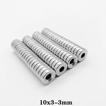 20~300PCS 10x3-3 Magnet Neodim 10x3 mm, Gaura 3mm N35 Rundă Super-Puternic Înecat Magnetic Permanent Magneți 10*3-3 mm 10*3