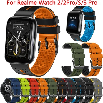 22MM Trupa Ceas Curea Pentru Realme Watch 2 / 2 Pro SmartWatch Silicon Wriststrap Realme Uit S / S Pro Bratara Curea Accesorii