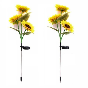 3 Cap de Floarea-soarelui Solar LED Lumini în aer liber rezistent la apa Lumina Curte Calea Decoratiuni de Gradina Gazon