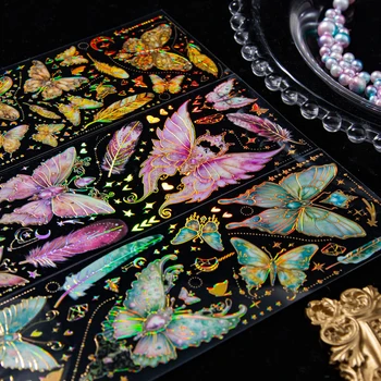 3Sheets animale de COMPANIE Autocolante Fluture Cristal Colorat Manual Școlar Lactate Vis Decor Materiale Consumabile Scrapbooking 211*66MM
