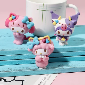 3pcs/Set Anime Figura Mea Melodie Kuromi KT de Cat Cosplay Zoo Seria DIY Decoratiuni Tort Desktop Ornament de Craciun Cadou