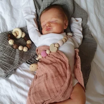 49cm Renăscut Rosalie Dormit Baby Doll Manual Renăscut Păpuși Drăguț cu Mâna-Rădăcini de Păr Castaniu Ca Cadou