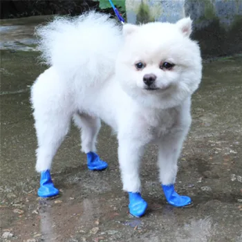 4BUC/Set Impermeabil Pantofi Caine Chihuahua Balon de Cauciuc Tip Cizme de Ploaie Portabile Accesorii Câine în aer liber Șosete Încălțăminte
