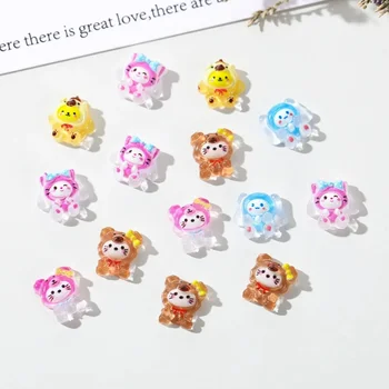50 Buc Noi Drăguț Rășină Mini Sanrio Iepure de Desene animate Costum de Urs Spate Plat de Piatră Figurine DIY Nunta Album Accesorii Manichiura