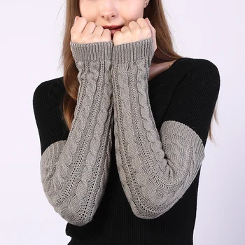 50cm Tricotate Răsuciți Bratul Femei Tricot Încălzit de Braț Lung Mănuși de Degete de Iarna All-meci Bratul Fete Solid Manusa