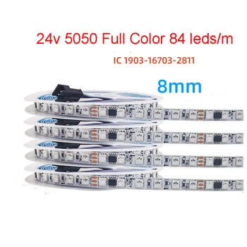 5m 24V 1903 WS2811 Plin de Culoare Pixel LED Strip 84 de led-uri/m Vis de Culoare Fantezie Colorate Adresabile de Funcționare Flexibile LED Bandă Moale