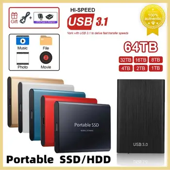 64TB Hard Disk Extern Portabil SSD 8TB Extern Solid state Drive USB3.1/Tip-C Hard Disk de Mare Viteză de Stocare Pentru PC/Mac/Telefoane