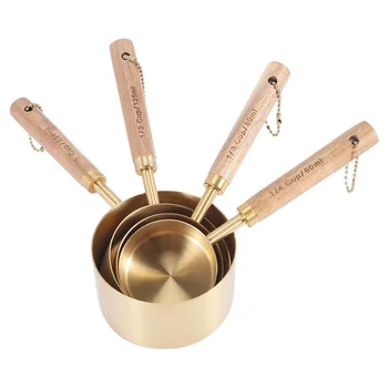 8 Bucata Cupe de Măsurare Stabilite și Linguri de Măsurare, cu Lemn Parfumat Mânere-Măsură Completă Cupe și Linguri