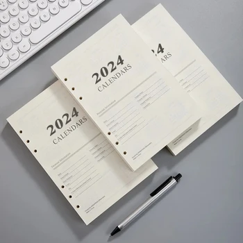 A5 Notebook 2024 Agenda de zi cu Zi Plannerr Versiunea în limba engleză Loose Frunze de Înlocuire de Bază de zi cu Zi Pentru a Face Lista volante Rechizite de Birou