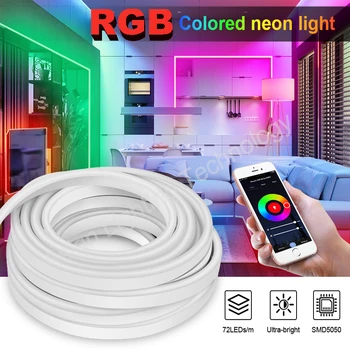 AC 220V RGB LED Neon Banda 5050 rezistent la apa IP67 Flexibil Panglică Bandă de la Distanță/Bluetooth/WiFi de Control Neon Lumina cu UE Plug