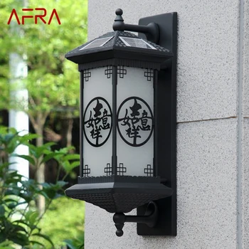 AFRA în aer liber Solare Lampă de Perete Creativitatea Stil Chinezesc Negru Tranșee de Lumină LED-uri Impermeabil IP65 pentru Acasă Balcon Curte