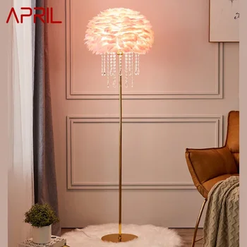 APRILIE Pană Lampa de Podea Nordic Modern Family sufragerie Dormitor Homestay Creativitatea LED Decorativ în Picioare Ușoare