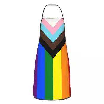 Amuzant LGBT Progresul Mândrie Steagul Salopete Șorț Barbati Femei Unisex Bucătărie Bucătar Gay Pride Tablier Bucătărie pentru Gătit de Copt Pictura