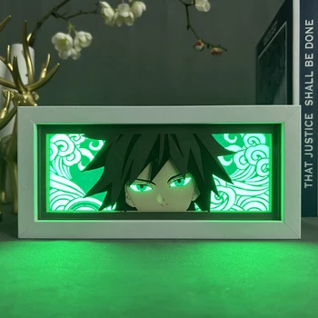Anime Demon Slayer Giyu Tomioka pentru Decor Camera Manga Lampă de Masă Anime Lightbox Ochii Kimetsu Nu Yaiba Tăiat Hârtie Caseta de Lumina