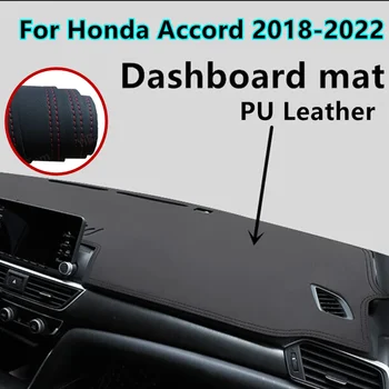 Autovehicul cu volan pe stânga PU Piele Rosu Negru tablou de Bord Acoperi Dash Pretector Anti-Alunecare Mat Trim Dashmat Covor Pentru Honda Accord 2018-2022