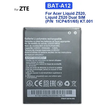 BAT-A12 2000 ma Bateriei Pentru Acer Liquid Z520, Liquid Z520 Dual SIM (P/N BAT-A12(1ICP4/51/65) KT.001 Baterii Reîncărcabile