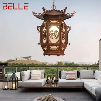 BELLE Lanternă Chineză Lămpi suspendate în aer liber cu LED-uri Impermeabil Retro Maro Candelabru pentru Acasă Hotel Coridor Decor de energie Electrică