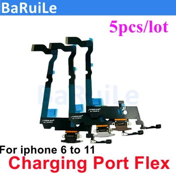 BaRuiLe 5pcs portul de Încărcare Cablu Flex pentru iPhone 7 8 6 6S Plus X XS Max 11 XR 5S USB Conector Dock Încărcător Porturi Panglică