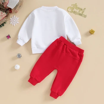 Baby Boy Fata De Tinutele De Crăciun Copilul Scrisoare De Imprimare Pulover Topuri Tricou Pantaloni Set De Pantaloni Toamna Iarna Haine