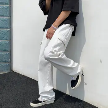 Barbati Pantaloni de Stradă pentru Bărbați Pantaloni cu mai Multe Buzunare Largi Picior Tesatura Respirabil Hip Hop Stil Culoare Solidă pentru mediul Urban
