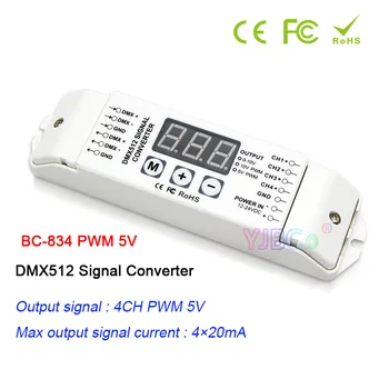 Bincolor 0-10V/PWM 5V/PWM 10V DMX512 Convertor de Semnal 4 CANALE DMX512/1990 semnal 0-10V semnal/PWM 10V/5V semnal Dimmer 12V-24V