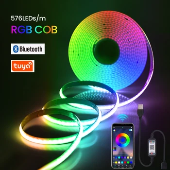Bluetooth COB RGB Benzi de Lumină 5V USB Bandă LED 576Leds/m Flexibile Panglică Liniare de Iluminat Inteligent APP de Control de la Distanță TV Iluminare din spate