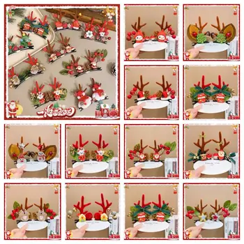 Bowknot Crăciun Ac De Păr Cu Paiete, Crăciun Fericit Decor De Pluș Clip De Păr Moș Crăciun Roșu Barrette De Crăciun Pălărie Headabnd
