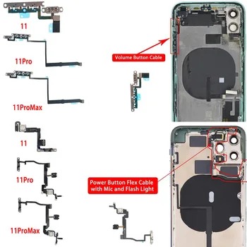 Butonul de volum Cablu Flex Pentru iPhone 11 Pro X XR XS Max Power Buton Cu Lumina Flash Flex Microfon de Înlocuire