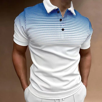 Bărbați Sport Polo Tricou Casual, de Vacanță Rever Maneca Scurta Moda Gradient Butonul de Designer de Îmbrăcăminte Sport în aer liber tricouri de Golf