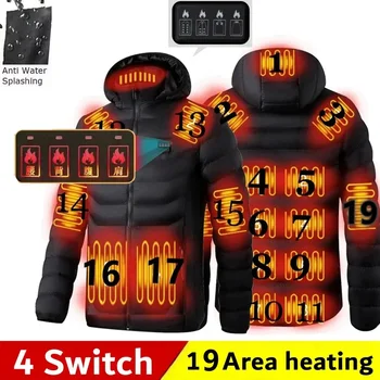 Bărbații 19 Zone Încălzite Jacheta USB de Iarnă în aer liber Încălzire Electrică Jachete Calde Sprots Termică Strat de Îmbrăcăminte Incalzite Sacou din Bumbac