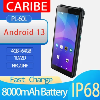 CARIBE mai Ieftine bilete de 6 Inch PL-60L Android Industriale Portabile 2D coduri de Bare PDA cu Mâner 8000mAh Baterie