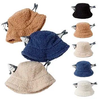 Cald Găleată Pălărie De Iarnă De Pluș Pește Sărat Panama Pălărie Amuzant Casual, Soarele Capac Bărbați Femei