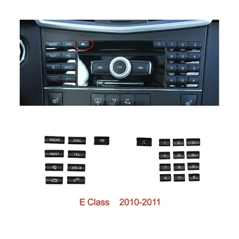 Car Center Consola CD Multimedia Butonul de Acoperire Cadru Autocolant pentru Mercedes Benz E Class W212 2010-2011(Argint)