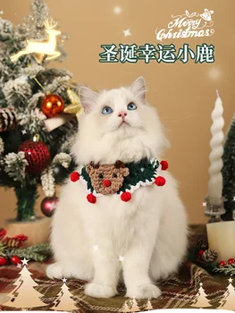 Cat Eșarfă Decor de Crăciun Drăguț Tricotat Guler de Companie Saliva Prosop Ornament Guler