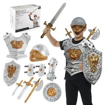 Cavaler Medieval Copii Joc De Rol Băiat Scut Soldat Performanță Prop Jucărie Set Cavaler Regal Îmbrăcăminte 10 Piese Set
